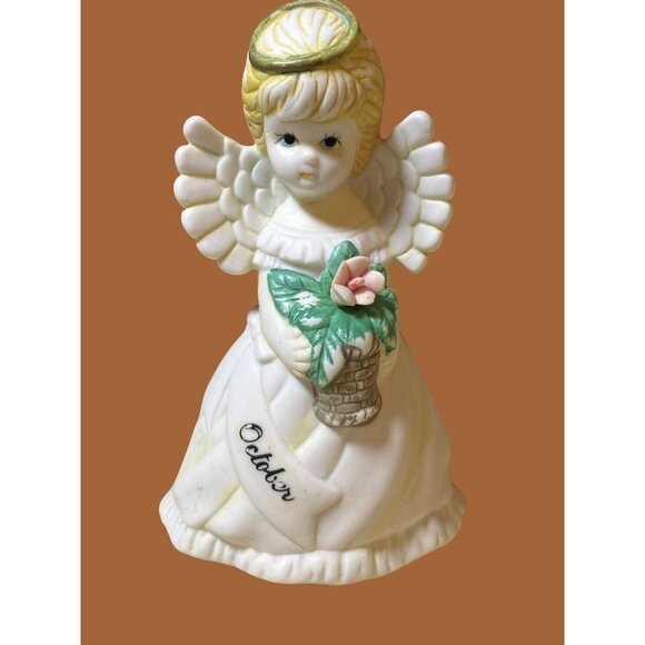 October Porcelain Girl Birth Month Angel - Picture 2 of 7